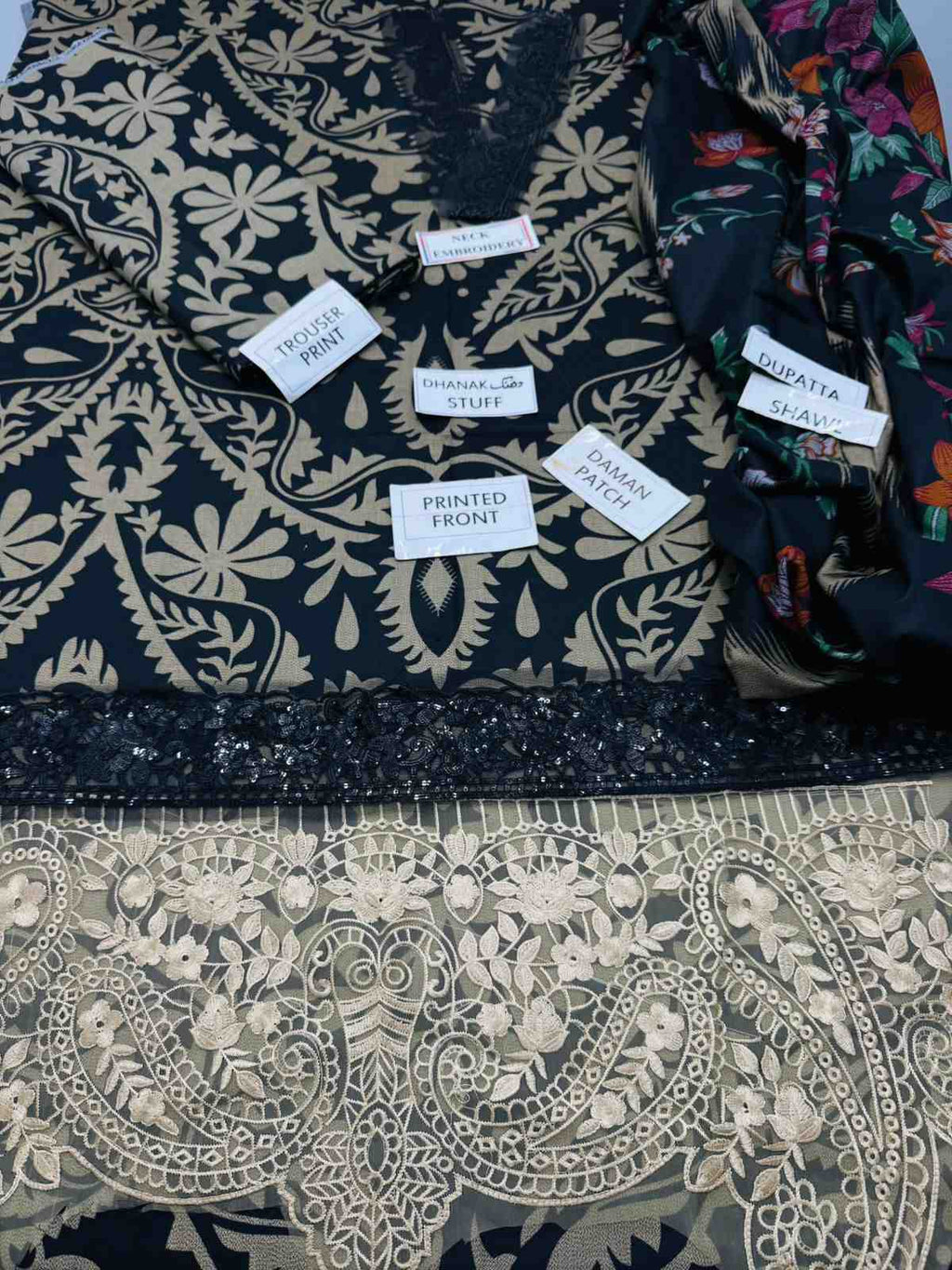 3 Piece Unstiched Embroidery Dhanak