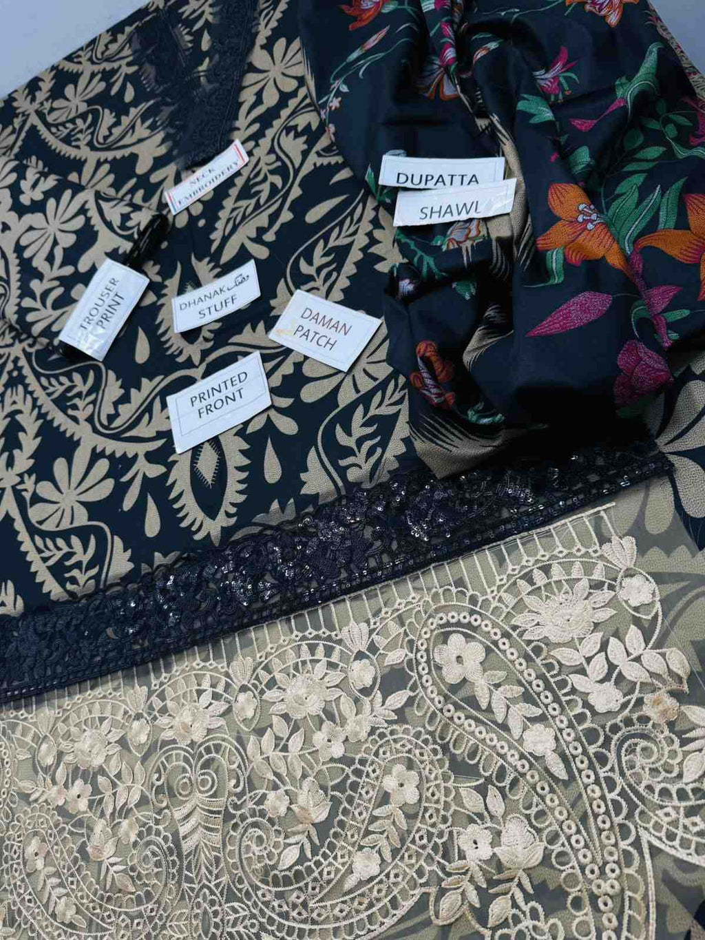 3 Piece Unstiched Embroidery Dhanak