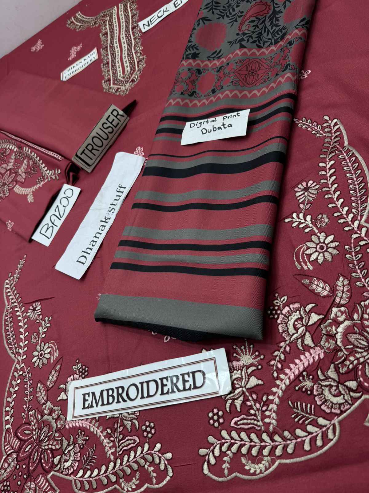 3 Piece Unstiched Embroidery Dhanak