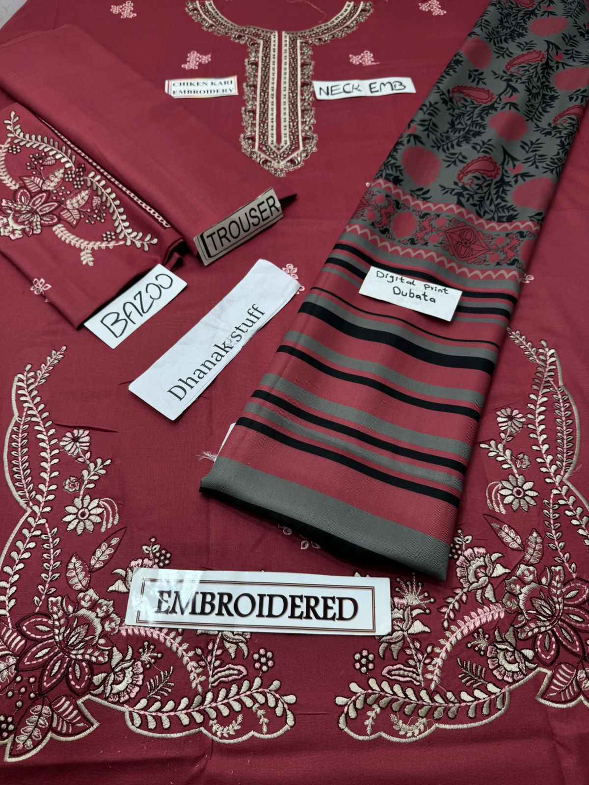 3 Piece Unstiched Embroidery Dhanak
