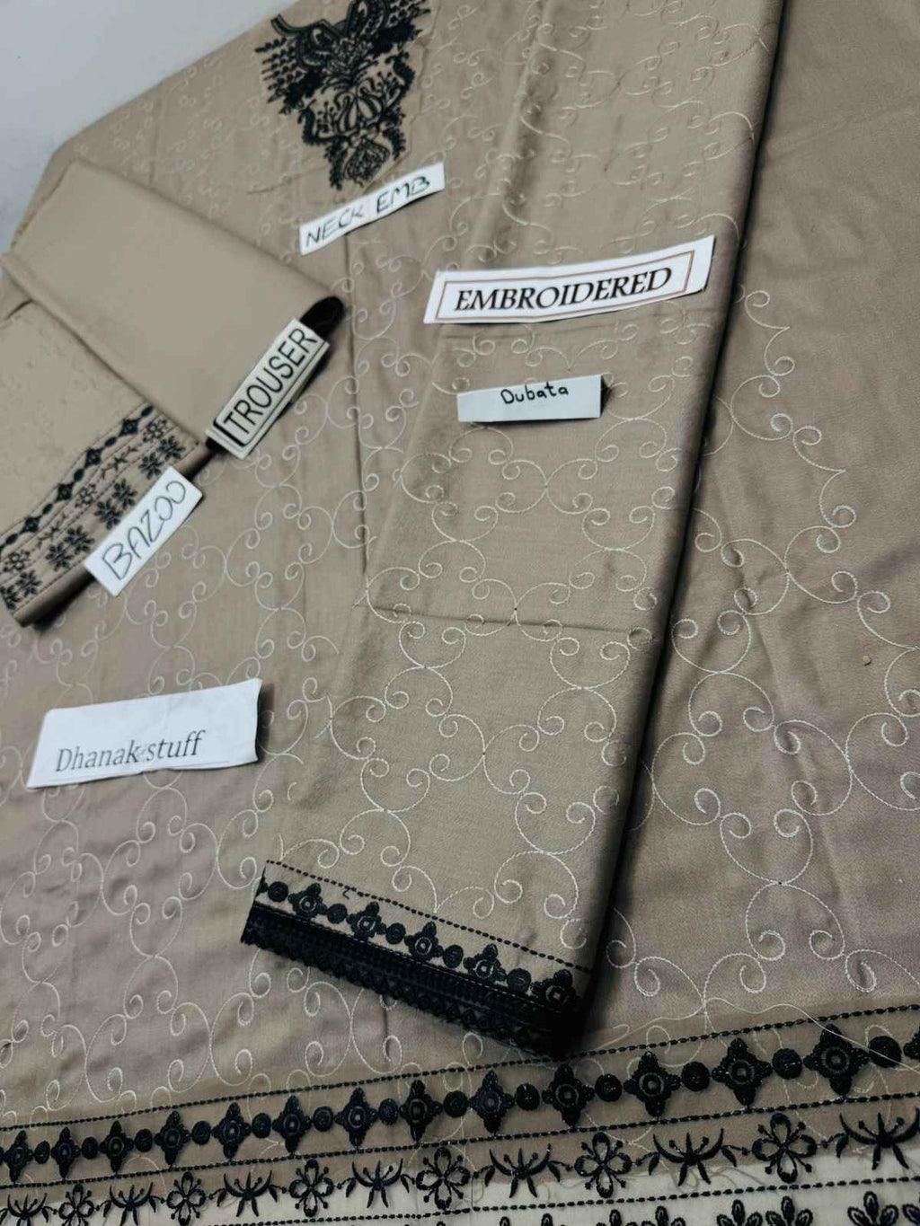 3 Piece Unstiched Embroidery Dhanak