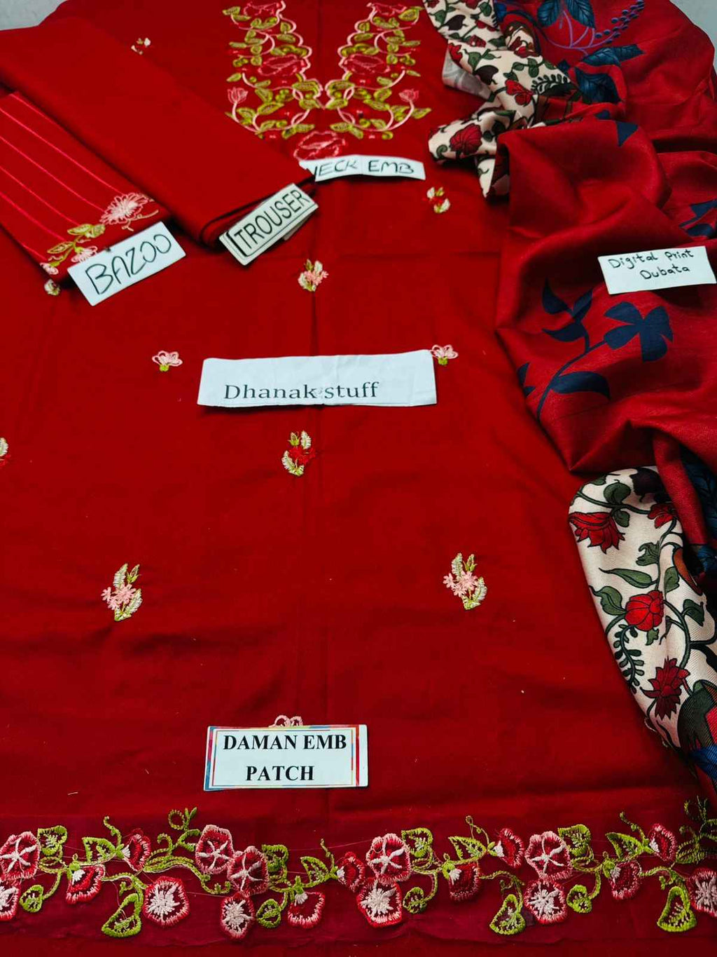 3 Piece Unstiched Embroidery Dhanak