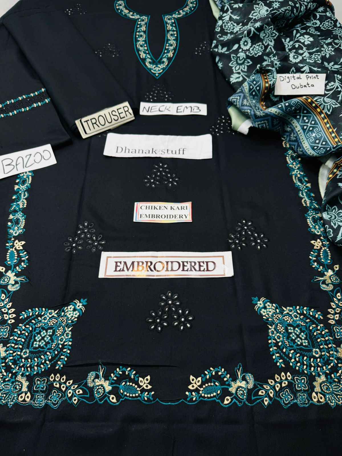 3 Piece Unstiched Embroidery Dhanak