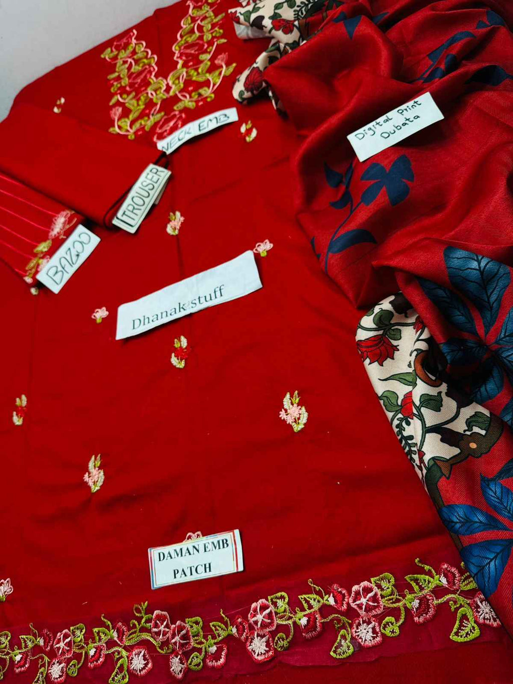 3 Piece Unstiched Embroidery Dhanak