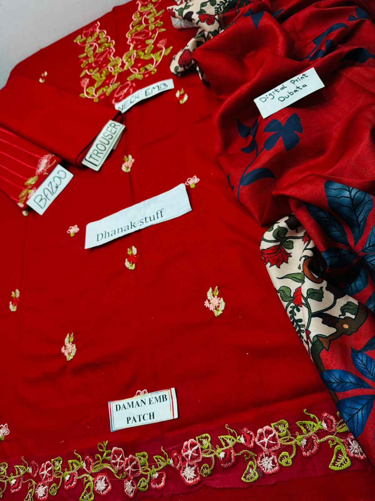 3 Piece Unstiched Embroidery Dhanak