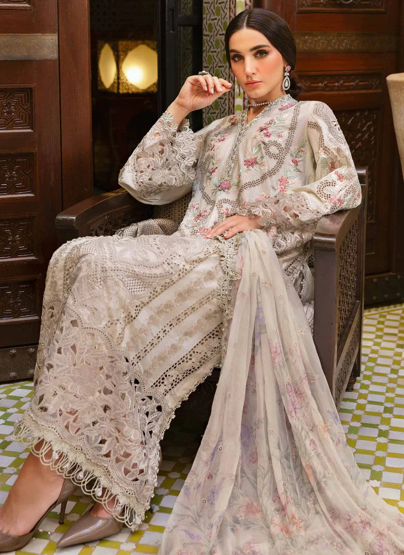 3-Piece Embroidered brown Color with Premium Chiffon Printed Dupatta