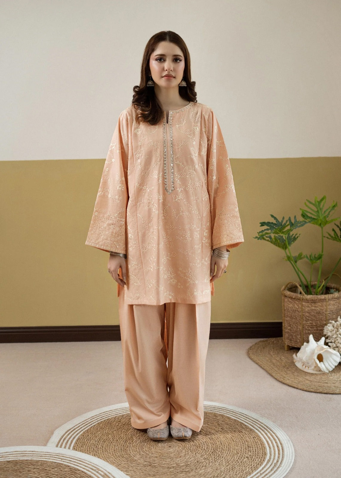 2 Piece Emb Light Peach